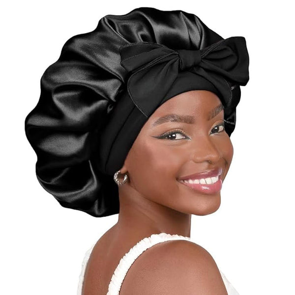 Silk Bonnet for Sleeping Women - Satin Bonnet for Curly Hair with Adjustable Tie Band