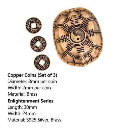 Lucky Tortoise Figurine with Chinese Divination Coins