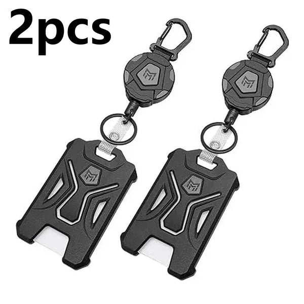 Badge Holder Retractable Clip Heavy Duty Carabiner Badge Reel Keychain with Lanyard ID Cards Holder Cool Tactical ID Holder outdoorfun
