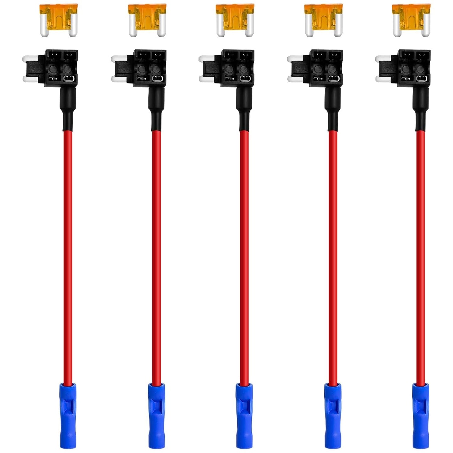 5 Sets Low Profile Mini Fuse Tap - Upgraded Locking Clip Adapter with 5A Fuse