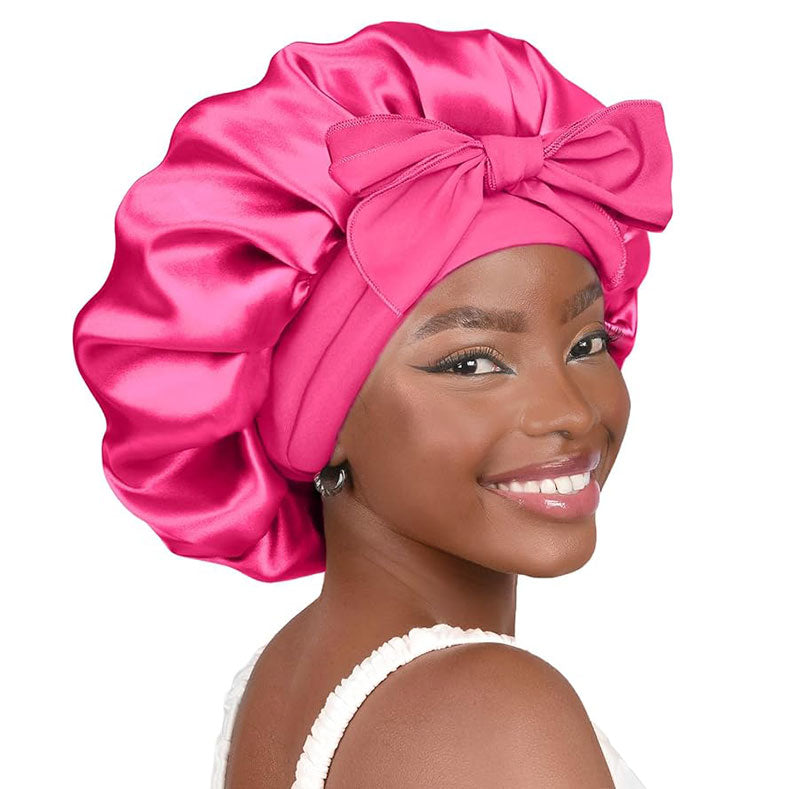Silk Bonnet for Sleeping Women - Satin Bonnet for Curly Hair with Adjustable Tie Band
