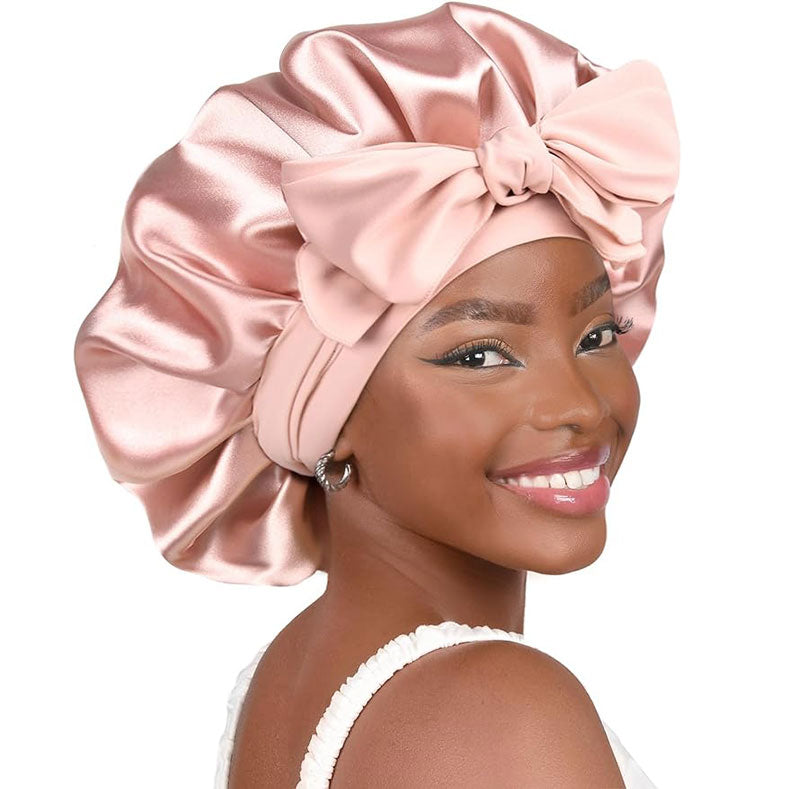 Silk Bonnet for Sleeping Women - Satin Bonnet for Curly Hair with Adjustable Tie Band