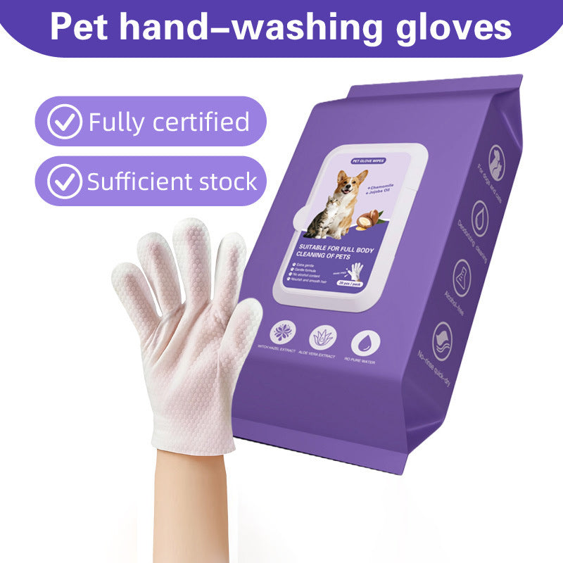 20pcs Cleaning Deodorizing Glove Wipes for Dogs & Cats - Hypoallergenic Hydrating & Nourish Fur