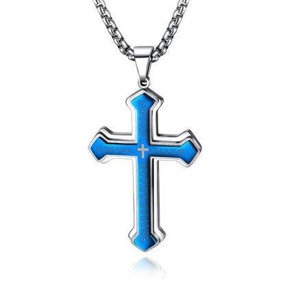 Big Men Novelty Cross Necklace Pendant Stainless Steel