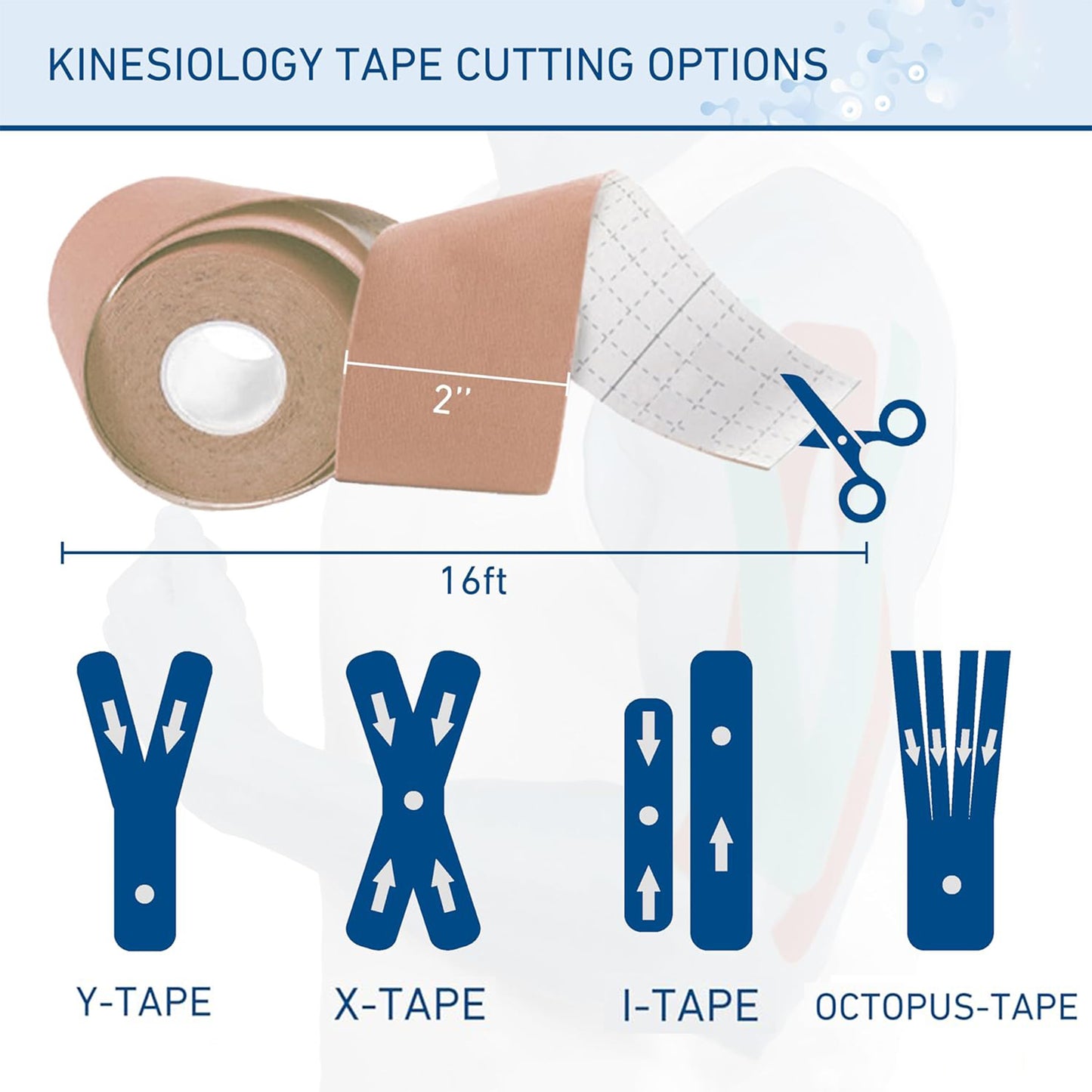 Premium Athletic Trainer's Tape for Muscle Joint 16ftx2''
