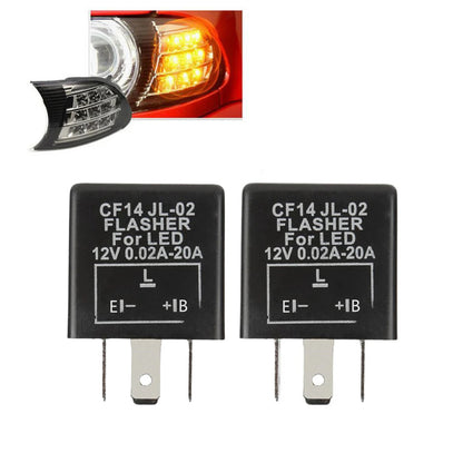 2Pcs 3 Pin CF14 JL-02 Electronic Car Flasher Relay to Fix LED Light Turn Signal Hyper Flash Blinking Light 12V DC