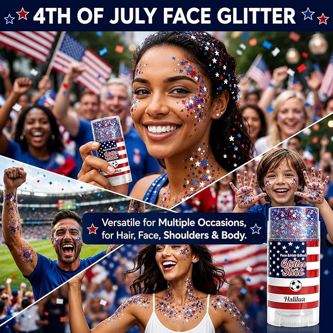Patriotic Face Hair Glitter Stick