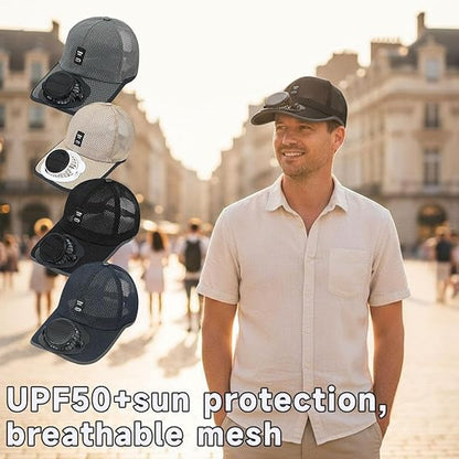 Men Women Solar Powered Fan Hat Cooling Baseball