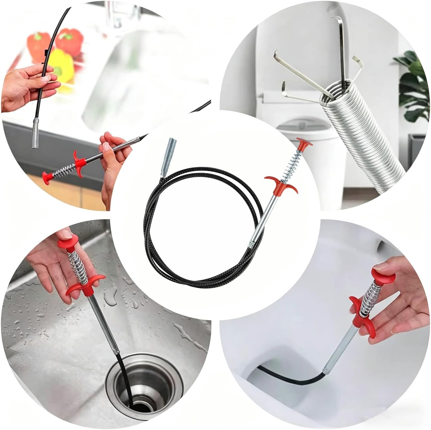 Flexible Grabber Claw Pick Up Reacher Tool with 4 Claws, Drain Snake Hair Clog Remover Tool