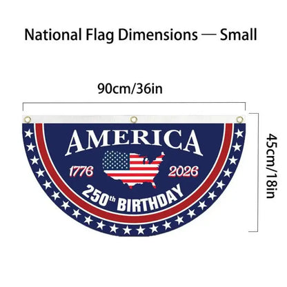 America 250th Birthday Semicircular Flag Banner 1776–2026 Patriotic Bunting