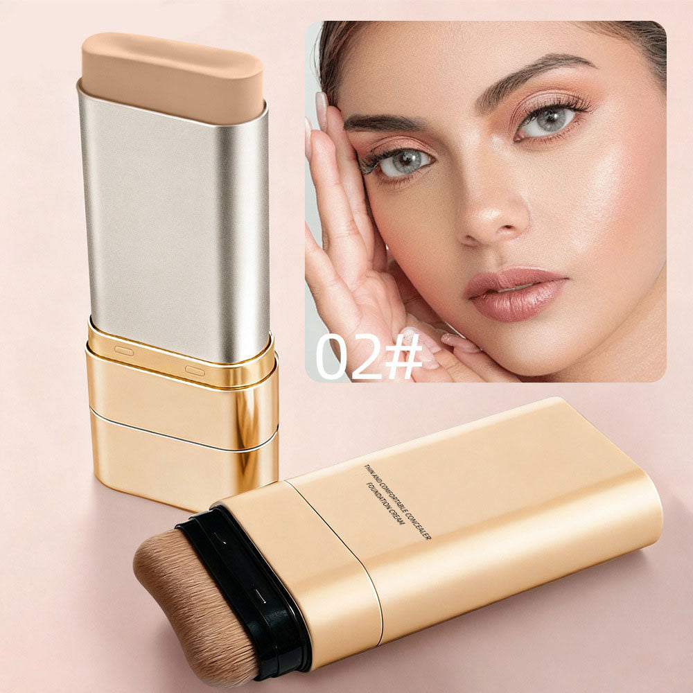 3 in 1 Luminous Dual Ended Concealer Foundation Stick with Brush-  Lightweight Brighten Long Lasting Make up Sticks for All Skin Types
