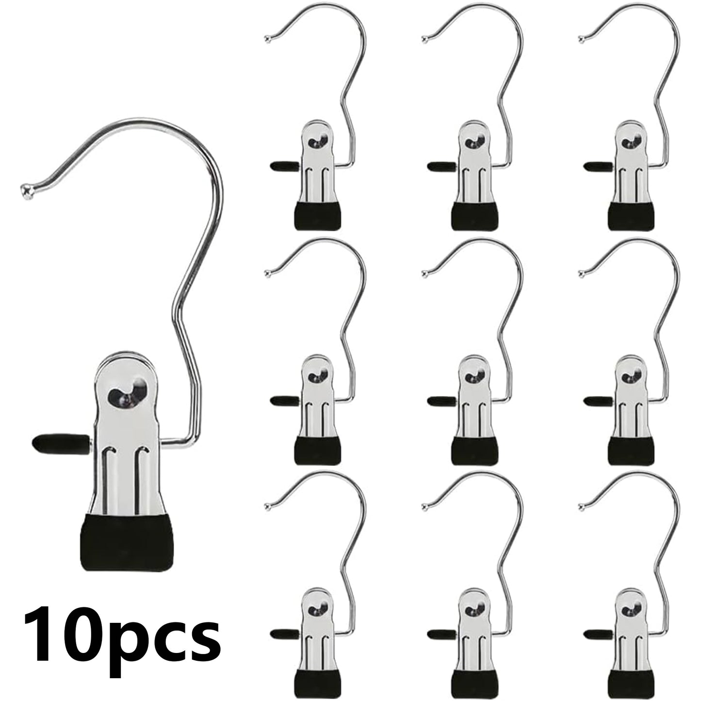 10Pcs Stainless Multi Function Clip Hooks,Laundry Hanging Hooks Clips,Closet Hangers,Boot Clips