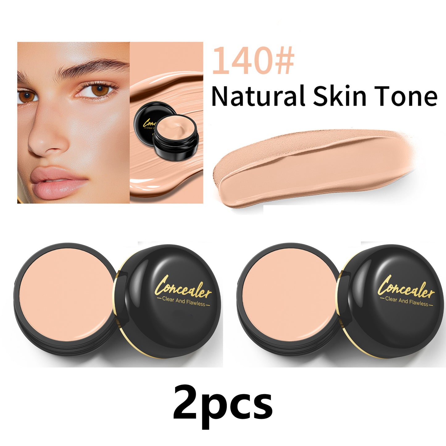 2Pcs Pot Concealer Full Coverage Brightener Waterproof