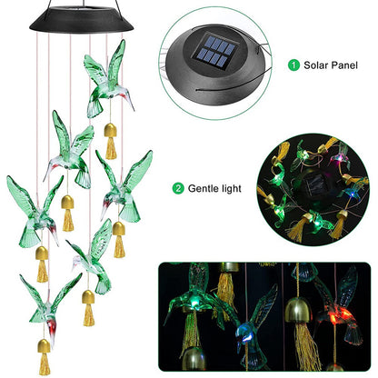 Hummingbird Solar Wind Chime Decorative Light
