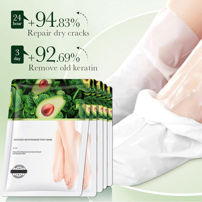 Foot Mask for Cracked Feet Repairing Foot Moisturizing MasksTreatment with Avocado Oil (3 Pairs)