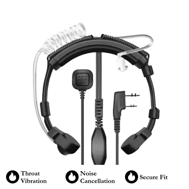 Walkie Talkie Air Duct Headset Throat Vibration Control Earpiece Noise Canceling Security for UV-32/UV82/UV-9R/UV-5R/UV-5R Mini/T20/17M Two Way Radio Noise Reduction Headset