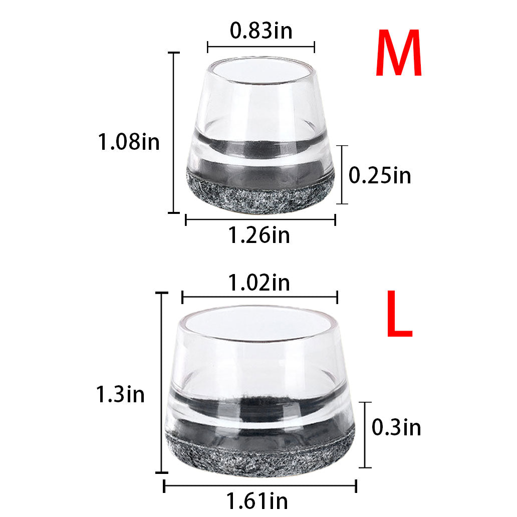 16Pcs Chair Leg Floor Protectors for Hardwood Floors - 360°Felt Pad Bottom Wrapped Thickening Silicone Furniture Legs Caps Covers