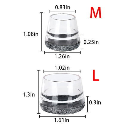 16Pcs Chair Leg Floor Protectors for Hardwood Floors - 360°Felt Pad Bottom Wrapped Thickening Silicone Furniture Legs Caps Covers