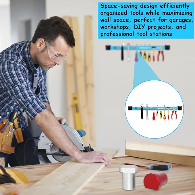 Holder Strip Heavy Duty Magnetic Tool Bar Metal Tool Organizer Rack with Mounting Screws