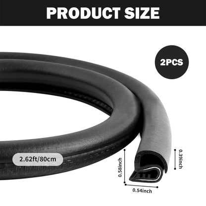 2PCS 2.62Ft Car Door Weather Stripping Thickened Rubber Edge Trim
