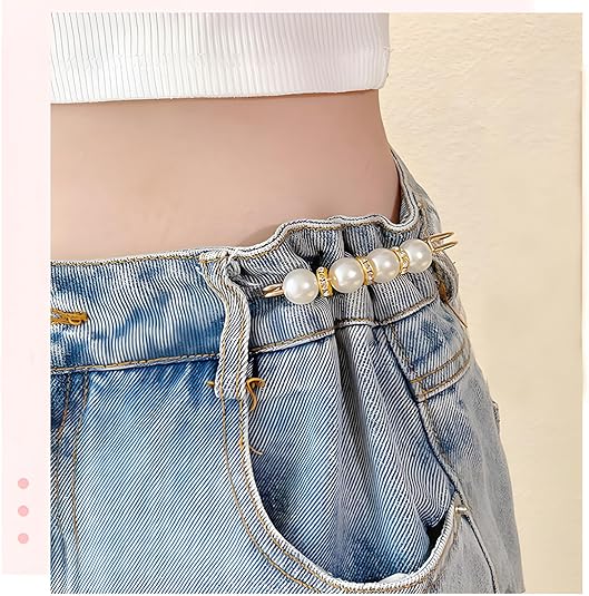 8PCS Pearl Brooch Pins for Women Pants Dress Skirt Waist Scarf Clip Brooch Accessories