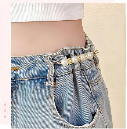 8PCS Pearl Brooch Pins for Women Pants Dress Skirt Waist Scarf Clip Brooch Accessories