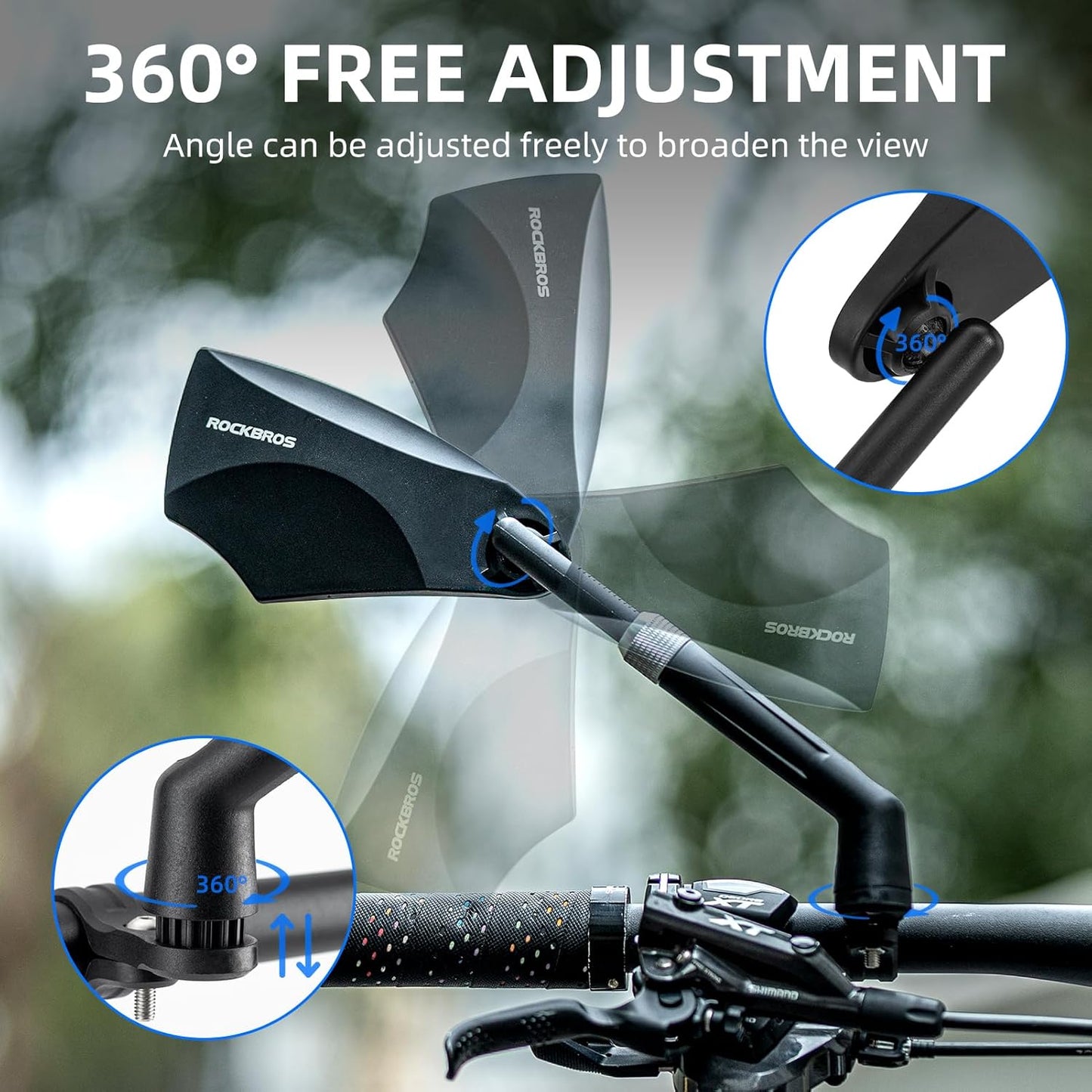 360° Adjustable Handlebar Bike Mirror with Anti-Glare Glass