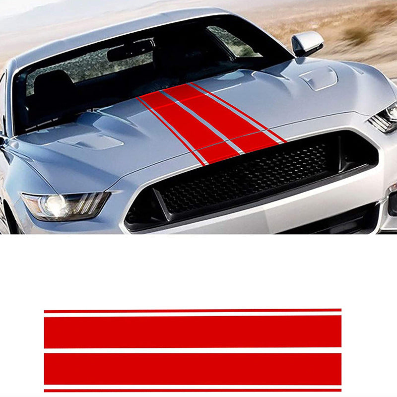 Universal Racing Car Hood Stripe Decal Black and White Waterproof Vinyl Stickers for SUVs Trucks Off-Road Vehicles Exterior Decoration Indoor Outdoor Use