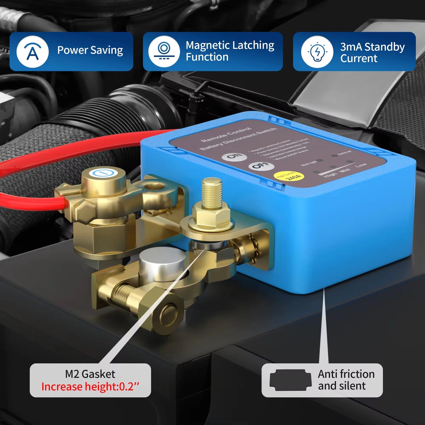 Car Remote Battery Disconnect Switch 12V 240A Battery Kill Switch Auto RVs ATVs