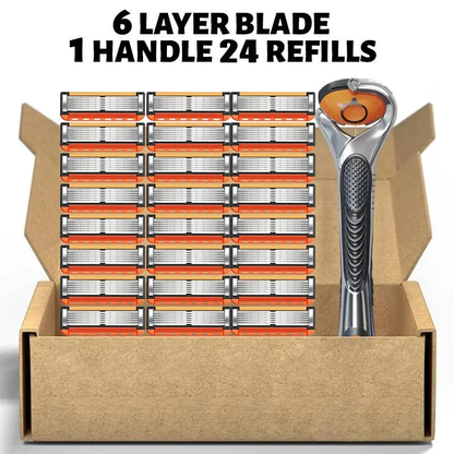 24Pcs Men's Razor Blade Replacement Refills with Handle