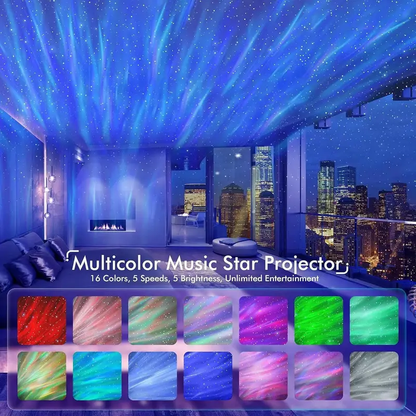 UFO Spaceship Projection Starry Sky Lamp with Bluetooth Speaker LED Lights Bedroom RGB Aurora Moon Lamp