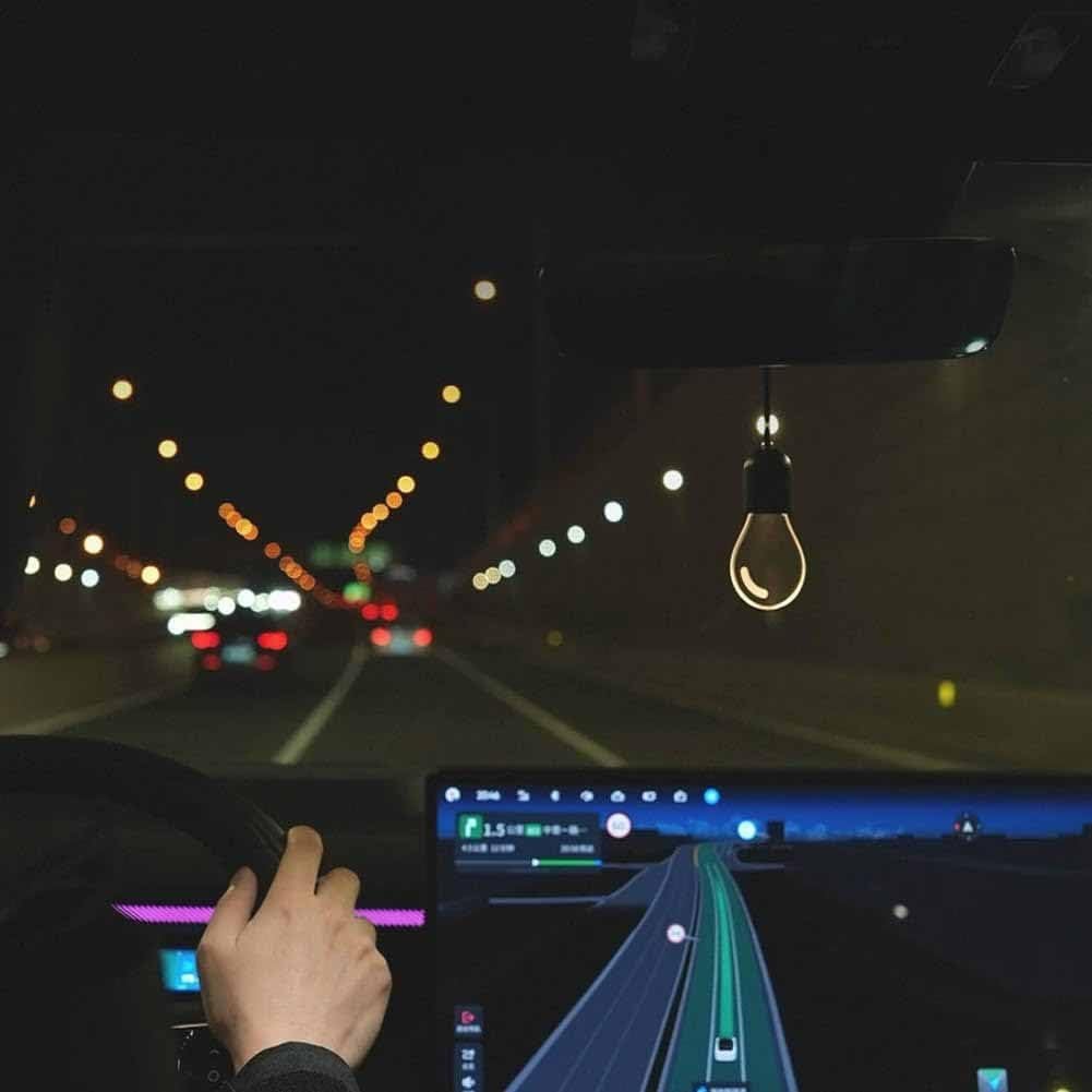 2D Bulbs Mini Car Charm for Vehicle Interior - Acrylic Board Ambient Ornament LED Lamp