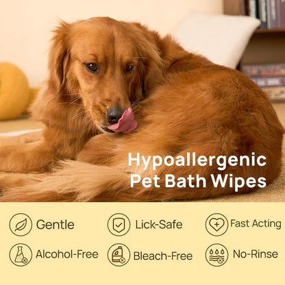 20pcs Cleaning Deodorizing Glove Wipes for Dogs & Cats - Hypoallergenic Hydrating & Nourish Fur