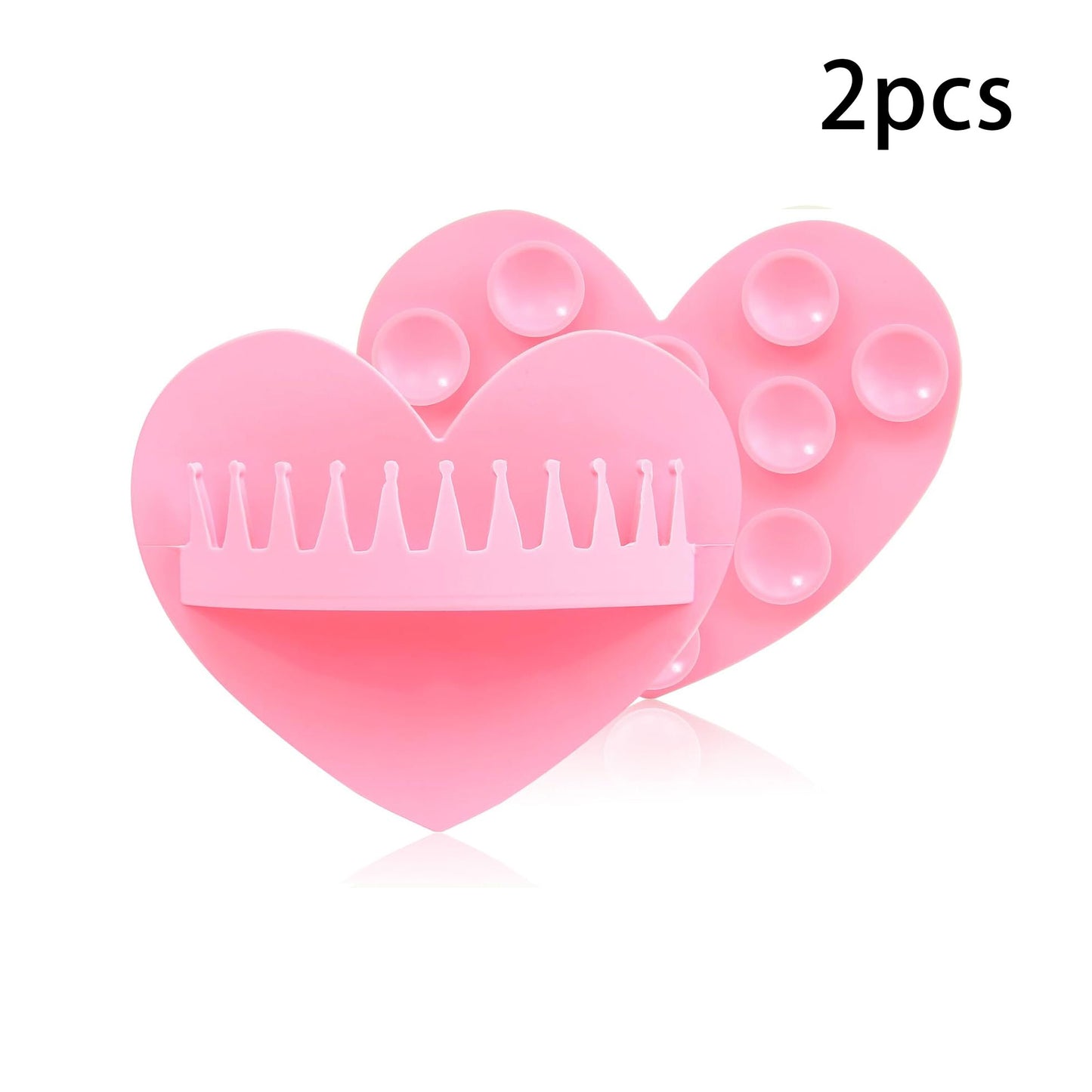2PCS Reusable Silicone Heart Shape Wall-Mount Suction Shower Hair Collector