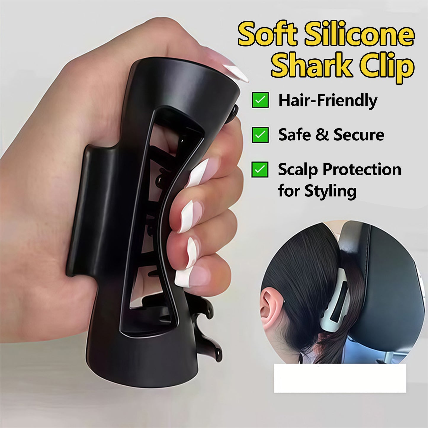 3Pcs Ultra-Soft Silicone Shark Hair Clip – Flexible & Durable Jaw Clip