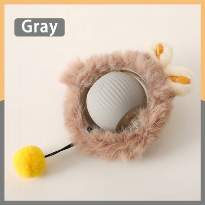 Plush Style 3-Speed Adjustment Pet Toy Ball - Self-Playing Entertainment Device for Dogs & Cats