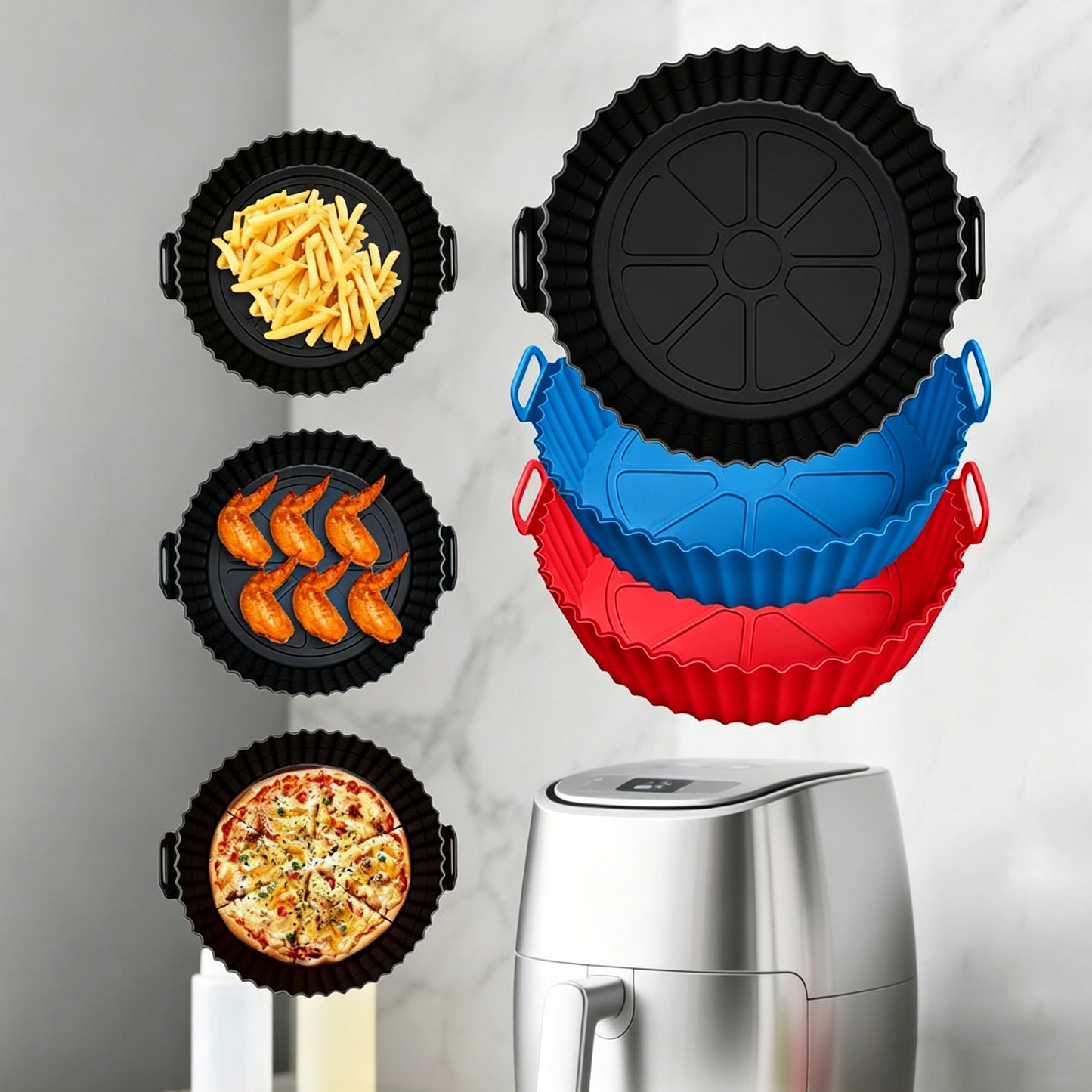 2pcs Air Fryer Silicone Liners for 3 to 5 Qt Air fryer Oven Reusable Baking Tray