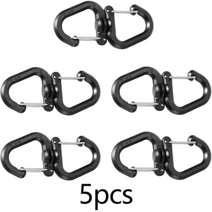 5pcs/set 360 Rotating Double Carabiner Outdoor Swivels Clip