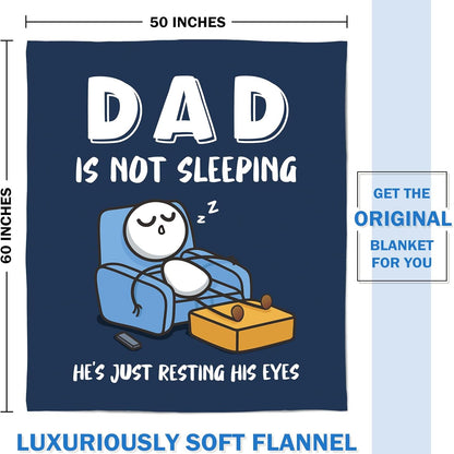 Dad Is Not Sleeping Flannel Blanket, Fathers Day Dads Gifts From Daughter Son, Super Soft Throws Blanket for Couch and Napping