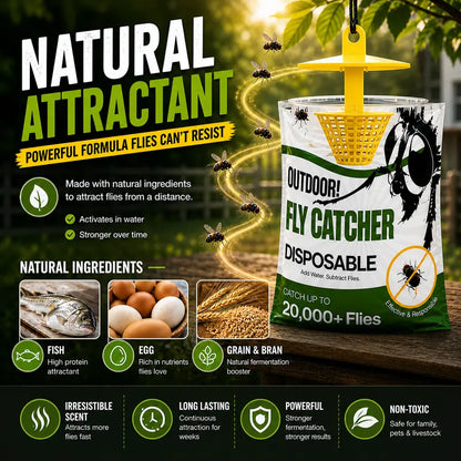4PCS Outdoor Disposable Fly Trap – Hanging Fly Catcher with Attractant Bait