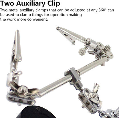 Soldering aid with magnifying glass and LED light stand