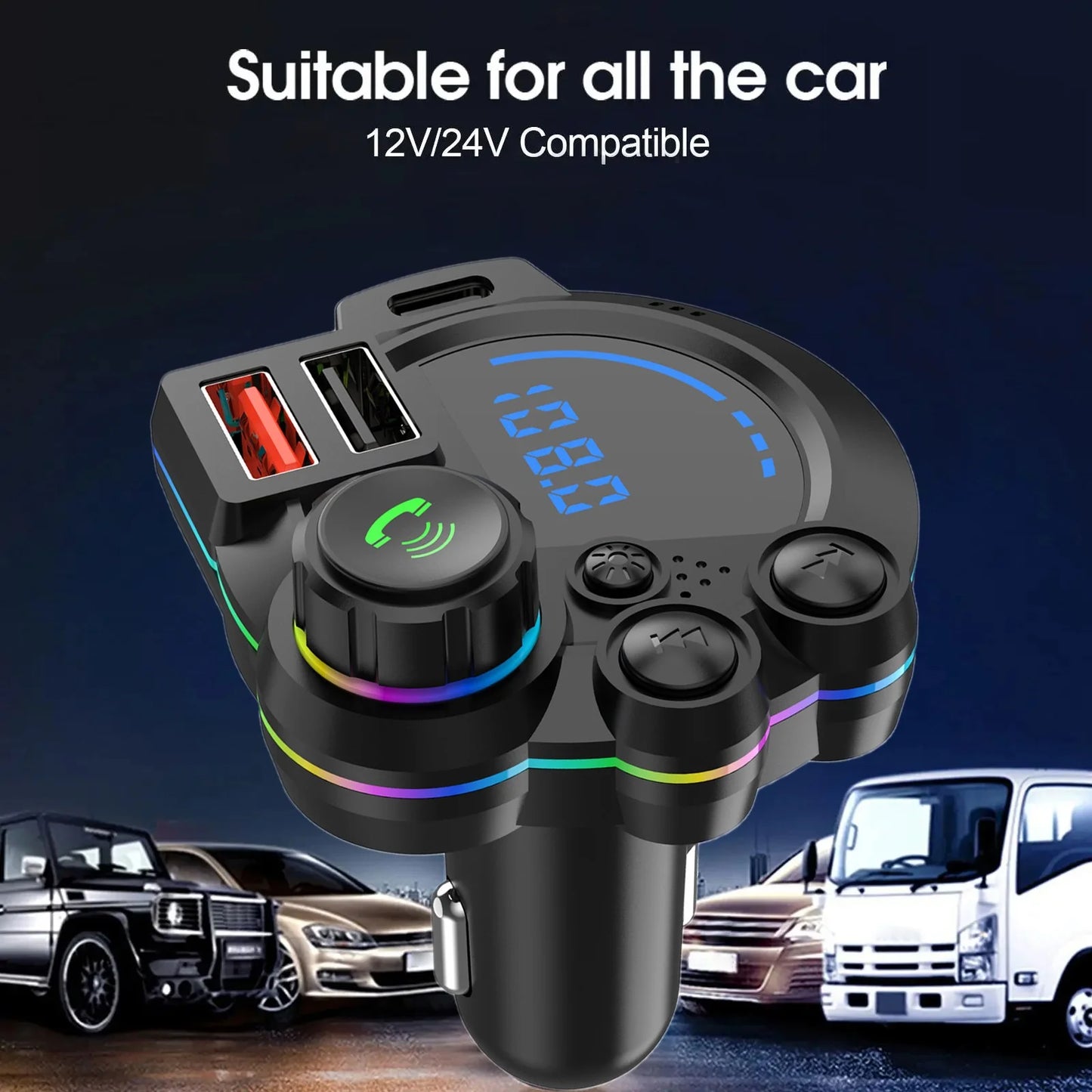 Bluetooth Car FM Transmitter with 20W PD Fast Charging