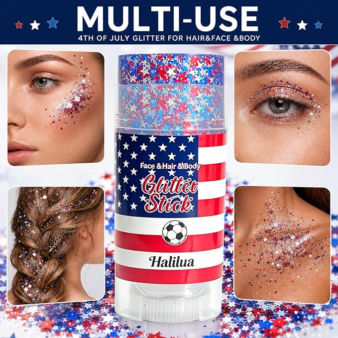 Patriotic Face Hair Glitter Stick