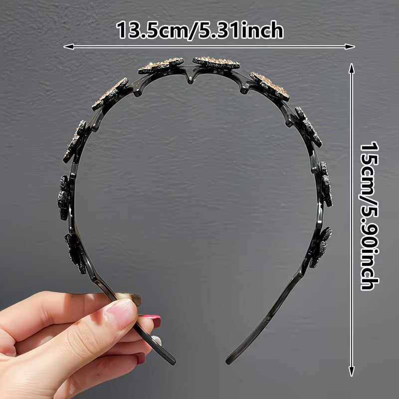 4PCS Wavy Headband with Shark-Tooth Comb Grips