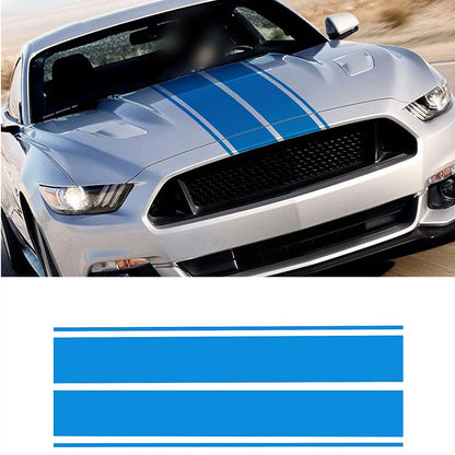 Universal Racing Car Hood Stripe Decal Black and White Waterproof Vinyl Stickers for SUVs Trucks Off-Road Vehicles Exterior Decoration Indoor Outdoor Use