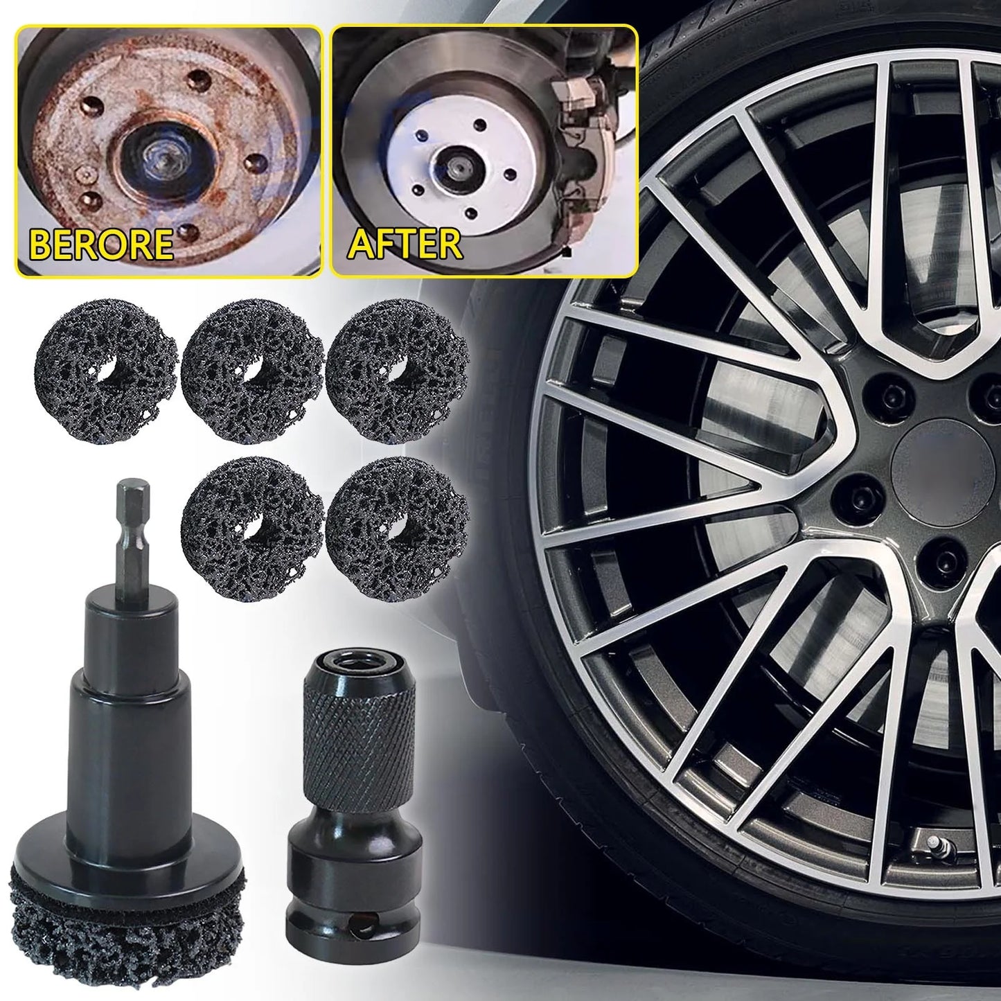 Rust Removal Tool Hub Cleaning Kit Brake Hub Resurfacing Wheel Polishing