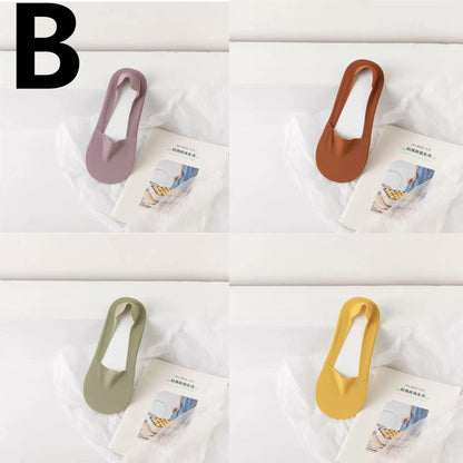 4 Pairs No Show Socks for Women Non-slip Low Cut Liner Socks Invisible Ice Silk Socks