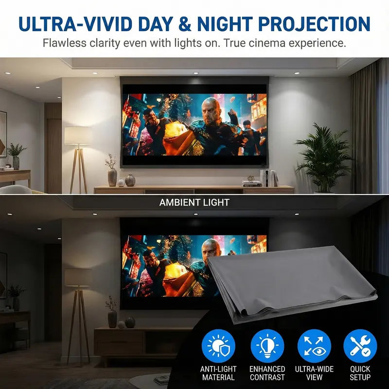 4K UHD Anti-Light Foldable Portable Projector Scree
