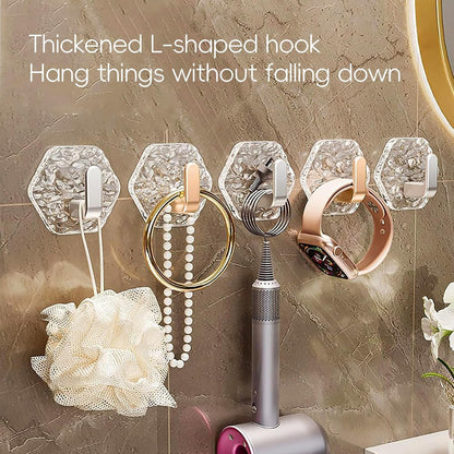 5 Pcs Water Ripple Hexagonal Adhesive Seamless Hook