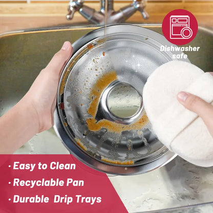 4 Pack Chrome Drip Pans,Include 2 Pcs 6'' Range Replacement Drip Pans and 2 Pcs 8 '' Cooktop Drip Pans